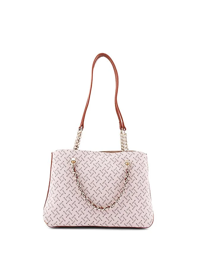 Cuple Women’s Patterned Shoulder Bag with Chain Detail
